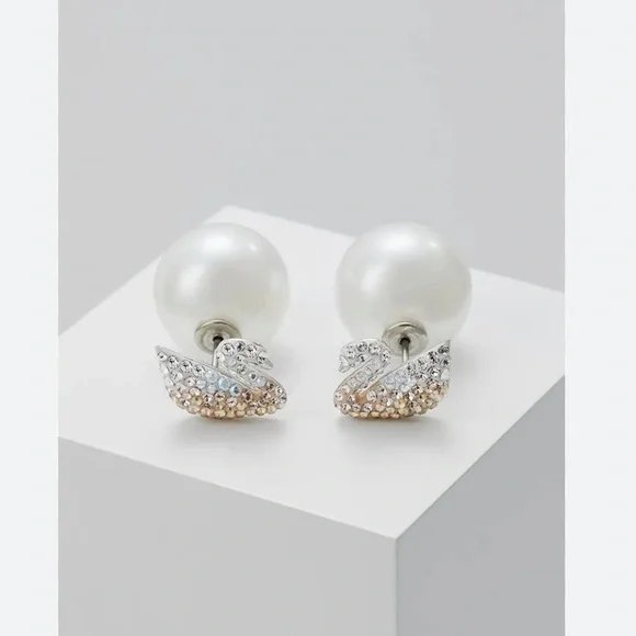 Authentic SWAROVSKI Iconic Ombre Rose Crystal Swan Earrings #5215037 - Picture 1 of 7